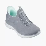 SKECHERS SUMMITS SLIP ON GRIS CON AZUL - Image 3