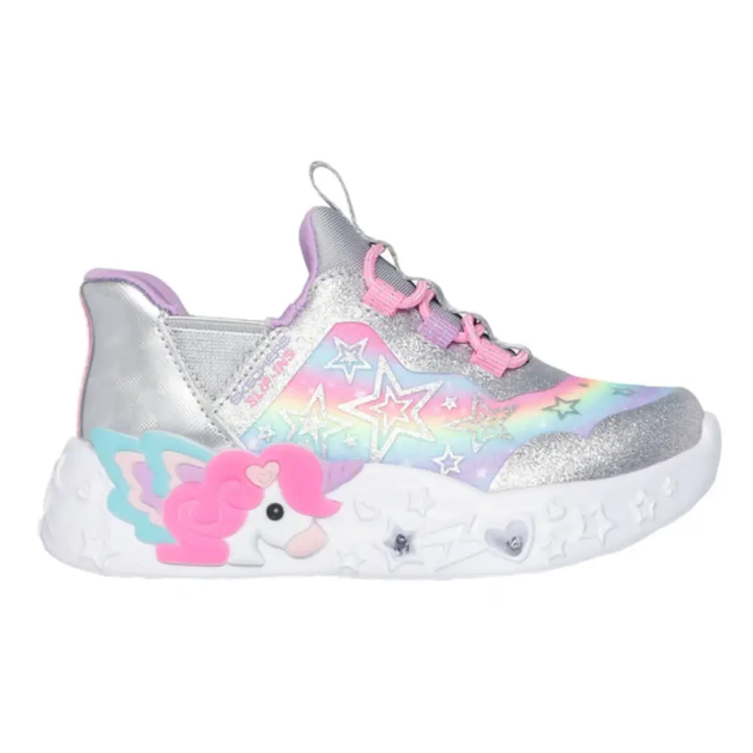 302297NSMLT (4) SKECHERS JR UNICORN CHARMEL GRIS CON ROSADO - Image 2