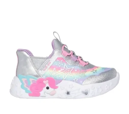 SKECHERS JR UNICORN CHARMEL GRIS CON ROSADO